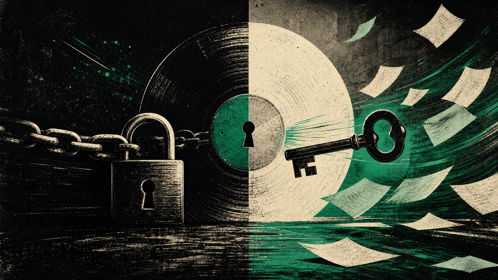 Editorial illustration for public music masters ownership announcements: Music Masters Ownership: What a Public Rights Announcement Can—and Cannot Establish — July 26, 2026 Context Update.